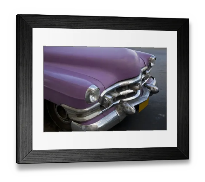 Framed Print : Hood of 1950s purple Cadillac Framed Print : Hood of 1950s purple Cadillac