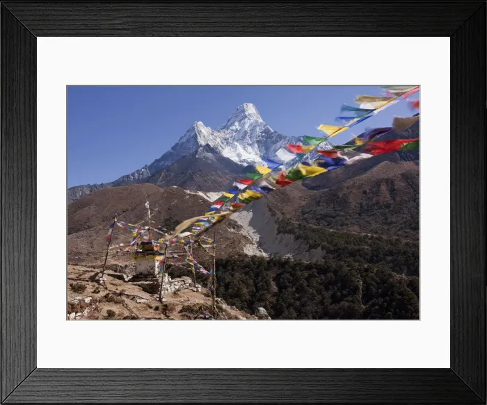 Framed Print : Ama Dablam and prayer flaggs, Nepal Framed Print : Ama Dablam and prayer flaggs, Nepal