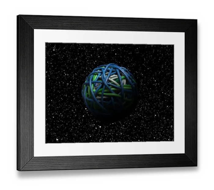Framed Print : Ball of cables in outer space Framed Print : Ball of cables in outer space