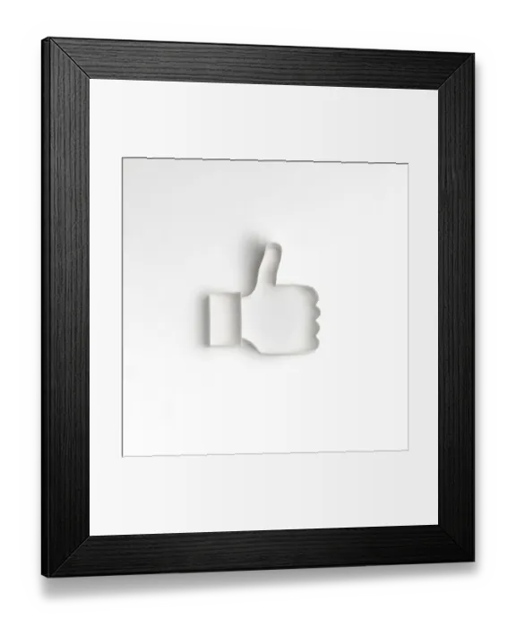 Framed Print : Origami. a thumbs up icon made origami style on a white backdrop Framed Print : Origami. a thumbs up icon made origami style on a white backdrop