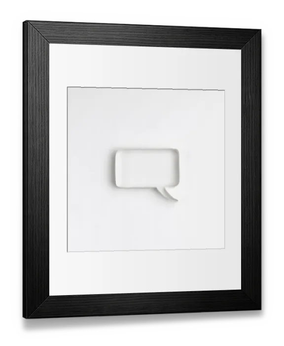 Framed Print : Origami. Speech bubble made origami style on a white backdrop Framed Print : Origami. Speech bubble made origami style on a white backdrop