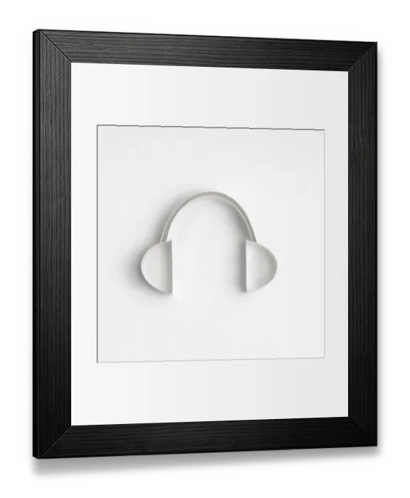 Framed Print : Origami, headphones