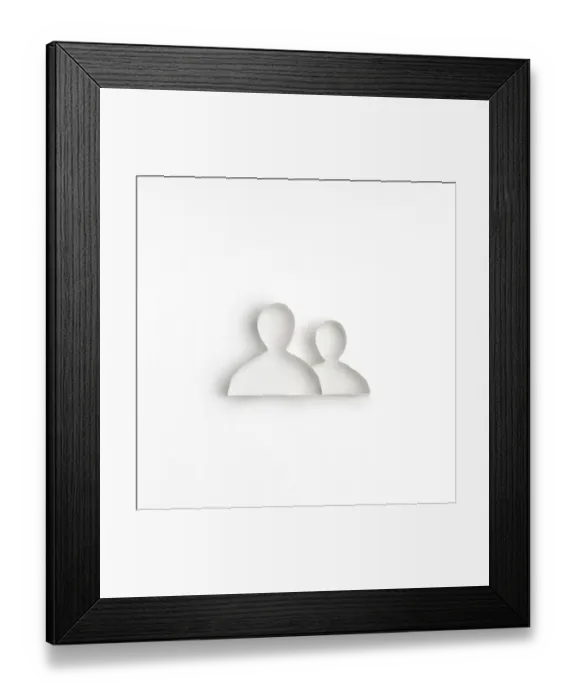 Framed Print : Origami. two human icons made origami style Framed Print : Origami. two human icons made origami style
