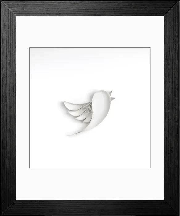 Framed Print : Origami. Tweet bird made origami style Framed Print : Origami. Tweet bird made origami style