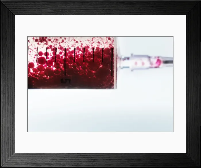 Framed Print : Red liquid inside syringe Framed Print : Red liquid inside syringe
