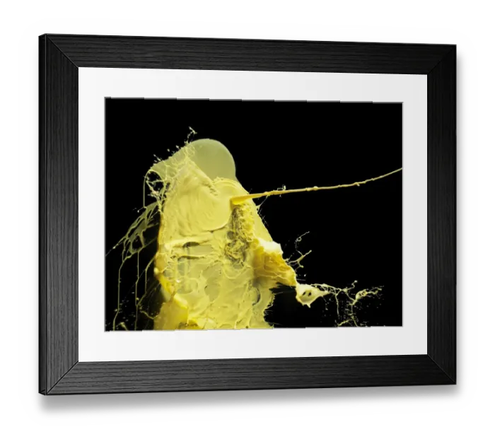 Framed Print : paint splashed on blue surface Framed Print : paint splashed on blue surface
