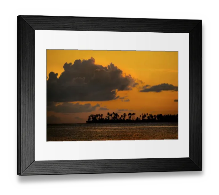 Framed Print : Sunset and an island with palm trees, Sulawesi, Indonesia Framed Print : Sunset and an island with palm trees, Sulawesi, Indonesia