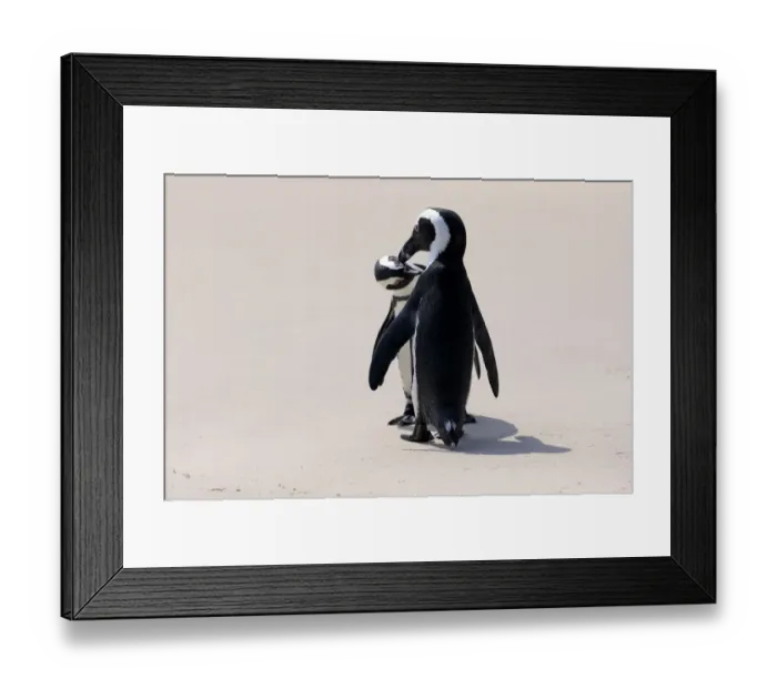 Framed Print : African Penguins or Jackass Penguins -Spheniscus demersus-, pair on the beach, Boulders Beach, Simons Town, Western Cape, South Africa Framed Print : African Penguins or Jackass Penguins -Spheniscus demersus-, pair on the beach, Boulders Beach, Simons Town, Western Cape, South Africa