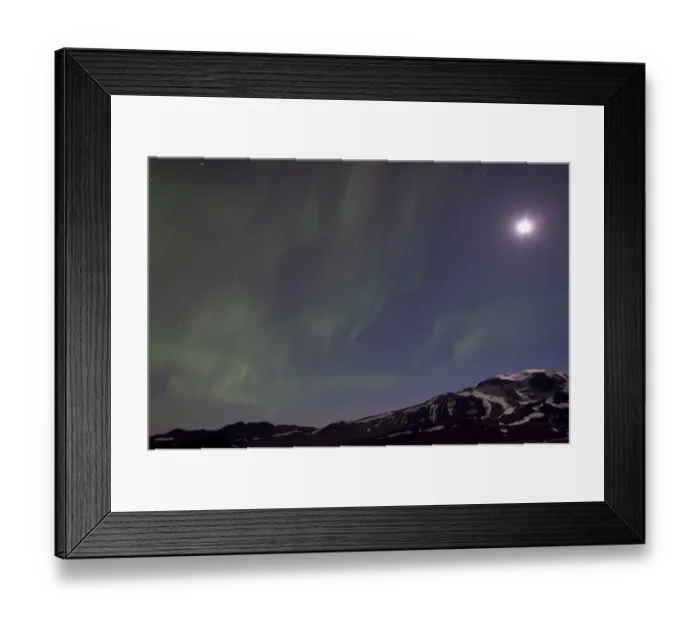 Framed Print : Northern Lights and Full Moon over Mt Snaefell, Highlands of Iceland, Northeastern Region, Iceland Framed Print : Northern Lights and Full Moon over Mt Snaefell, Highlands of Iceland, Northeastern Region, Iceland