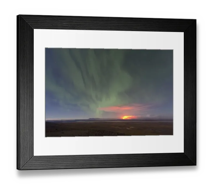 Framed Print : Ash and gas cloud of the Holuhraun fissure eruption, near the volcano Baroarbunga, northern lights, highlands, Northeast Iceland, Iceland Framed Print : Ash and gas cloud of the Holuhraun fissure eruption, near the volcano Baroarbunga, northern lights, highlands, Northeast Iceland, Iceland