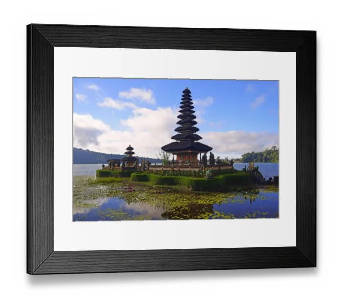 Framed Print : Pura Ulun Danu Bratan Temple or Pura Bratan Temple, in Lake Bratan, highlands of central Bali, Bedugul area, Bali, Indonesia Framed Print : Pura Ulun Danu Bratan Temple or Pura Bratan Temple, in Lake Bratan, highlands of central Bali, Bedugul area, Bali, Indonesia