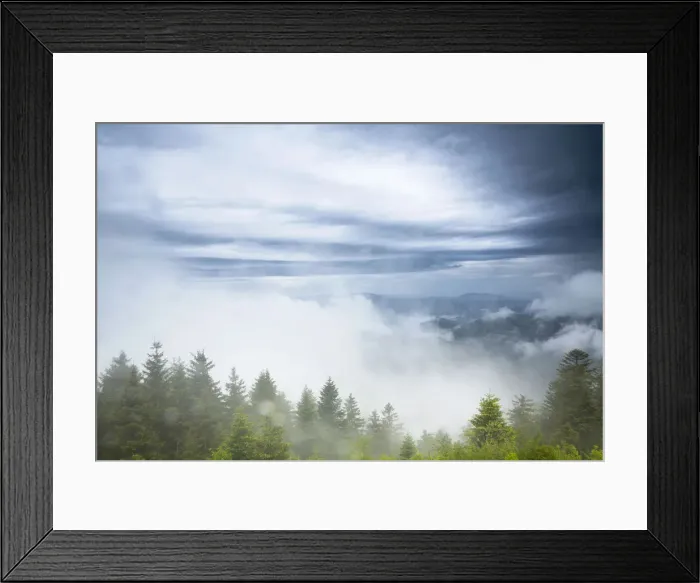 Framed Print : Stormy atmosphere with fog after heavy rain falls on the Schliffkopf mountain, Black Forest, Baden-Wurttemberg, Germany Framed Print : Stormy atmosphere with fog after heavy rain falls on the Schliffkopf mountain, Black Forest, Baden-Wurttemberg, Germany