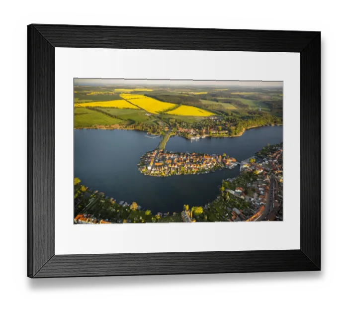 Framed Print : Aerial view, Malchow with Malchower See lake and the island with the historic centre and its old market square, Malchow, Mecklenburg Lake District, Mecklenburg-Western Pomerania, Germany Framed Print : Aerial view, Malchow with Malchower See lake and the island with the historic centre and its old market square, Malchow, Mecklenburg Lake District, Mecklenburg-Western Pomerania, Germany
