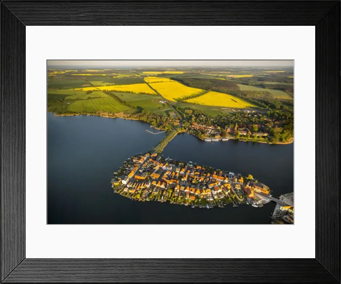 Framed Print : Aerial view, Malchow with Malchower See lake and the island with the historic centre and its old market square, Malchow, Mecklenburg Lake District, Mecklenburg-Western Pomerania, Germany Framed Print : Aerial view, Malchow with Malchower See lake and the island with the historic centre and its old market square, Malchow, Mecklenburg Lake District, Mecklenburg-Western Pomerania, Germany