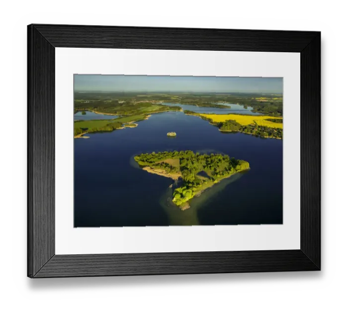 Framed Print : Krakower Seenlandschaft with Liepse Island, lakeland nature reserve, Kuchelmiss, Mecklenburg Lake District, Mecklenburg-Western Pomerania, Germany