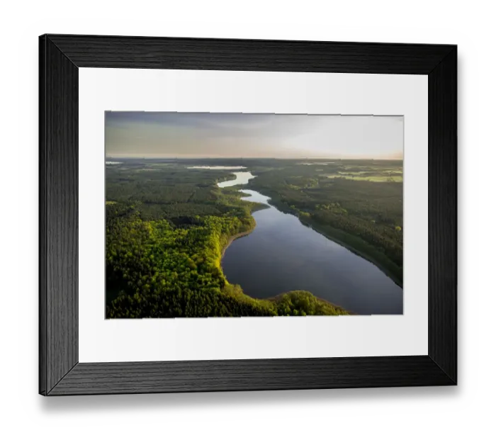 Framed Print : Aerial view, Granzower Moschen Lake or Granzower See Lake, Kleiner Kotzower See Lake and Grosser Kotzower See Lake, Mossel Lake, Rechlin, Mecklenburg Lake District, Mecklenburg-Western Pomerania, Germany
