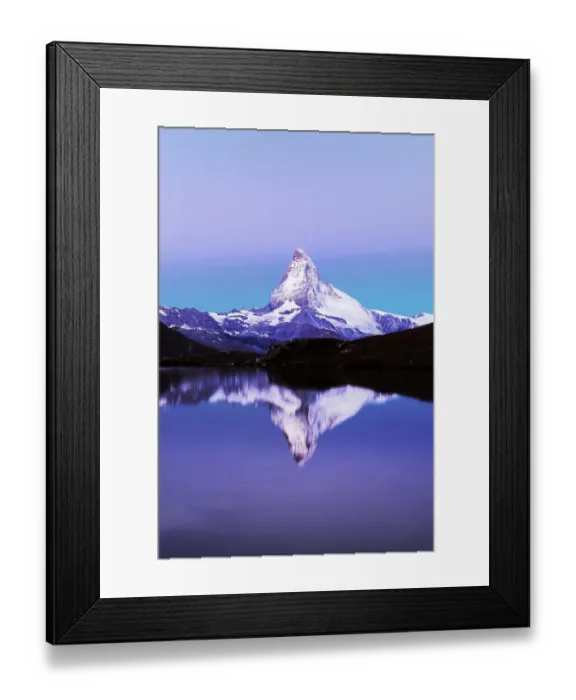Framed Print : Matterhorn reflected in lake Stellisee, at dusk, Valais Alps, Canton of Valais, Zermatt, Switzerland