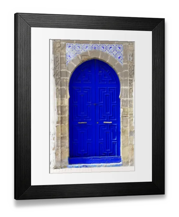 Framed Print : Blue front door on a house, Essaouira, Morocco Framed Print : Blue front door on a house, Essaouira, Morocco