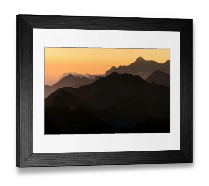 Framed Print : Sunrise above the peaks of the Allgau Alps in steplike arrangement, Oberstdorf, Bavaria, Germany Framed Print : Sunrise above the peaks of the Allgau Alps in steplike arrangement, Oberstdorf, Bavaria, Germany