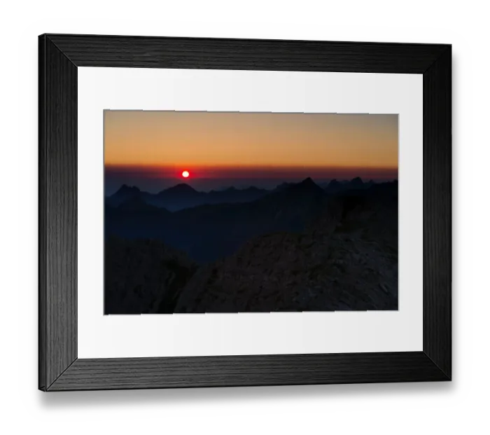 Framed Print : Sunrise above the peaks of the Allgau Alps, Oberstdorf, Bavaria, Germany Framed Print : Sunrise above the peaks of the Allgau Alps, Oberstdorf, Bavaria, Germany