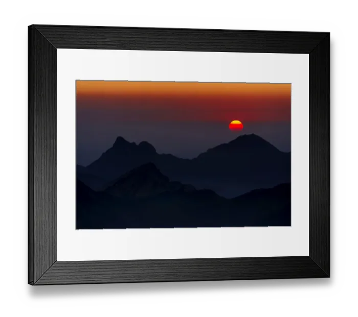 Framed Print : Sunrise above the peaks of the Allgau Alps, Oberstdorf, Bavaria, Germany