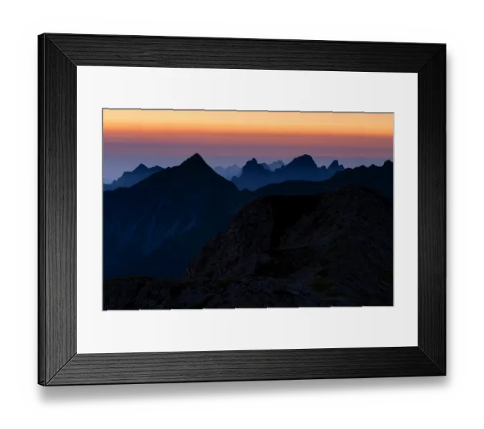 Framed Print : Sunrise above the peaks of the Allgau Alps in steplike arrangement, Oberstdorf, Bavaria, Germany Framed Print : Sunrise above the peaks of the Allgau Alps in steplike arrangement, Oberstdorf, Bavaria, Germany
