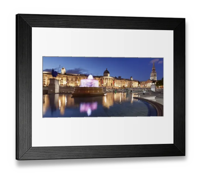 Framed Print : Fountain and equestrian statue of George IV in front of the National Gallery and Church of St Martin-in-the-Fields, Trafalgar Square, London, England, United Kingdom Framed Print : Fountain and equestrian statue of George IV in front of the National Gallery and Church of St Martin-in-the-Fields, Trafalgar Square, London, England, United Kingdom