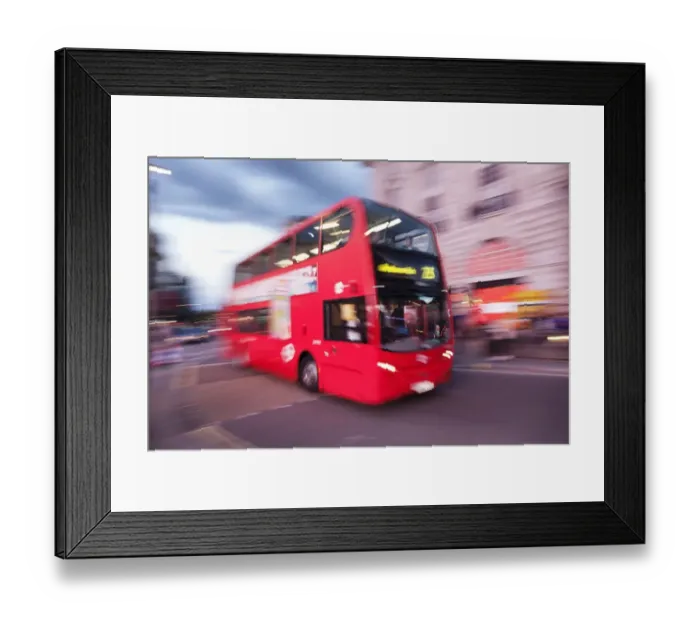 Framed Print : Red double decker bus, motion blur, Piccadilly Circus, London, England, United Kingdom Framed Print : Red double decker bus, motion blur, Piccadilly Circus, London, England, United Kingdom