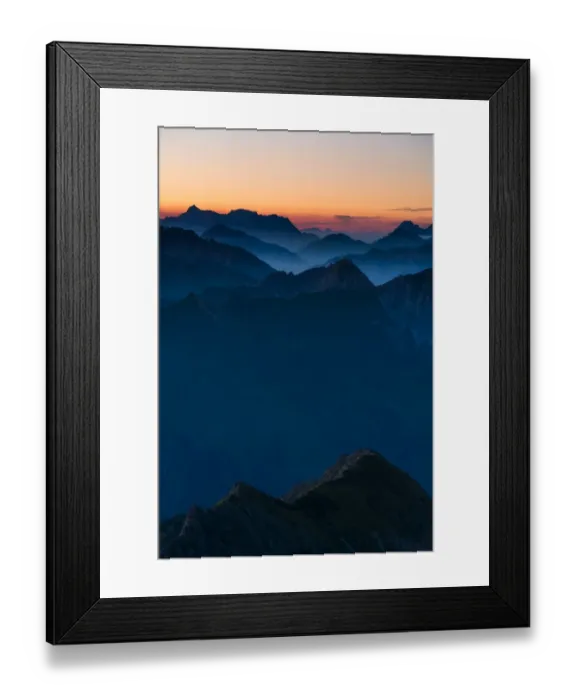 Framed Print : Sunrise above the peaks of the Allgau Alps in steplike arrangement, Oberstdorf, Bavaria, Germany Framed Print : Sunrise above the peaks of the Allgau Alps in steplike arrangement, Oberstdorf, Bavaria, Germany