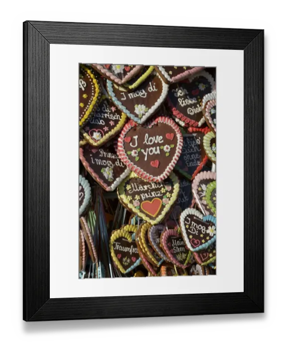 Framed Print : Gingerbread hearts at a stall, Oktoberfest, Munich, Upper Bavaria, Bavaria, Germany Framed Print : Gingerbread hearts at a stall, Oktoberfest, Munich, Upper Bavaria, Bavaria, Germany