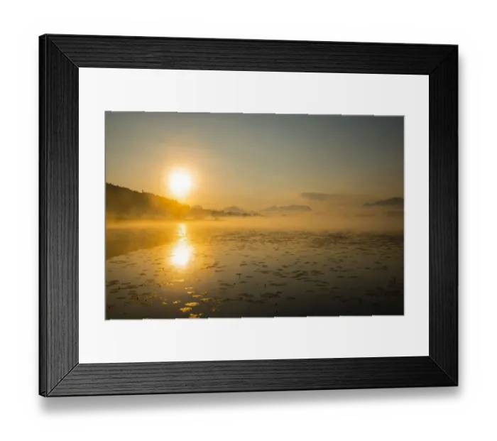 Framed Print : Sunrise, Hopfensee Lake, near Fussen, Ostallgau, Allgau, Upper Swabia, Swabia, Bavaria, Germany