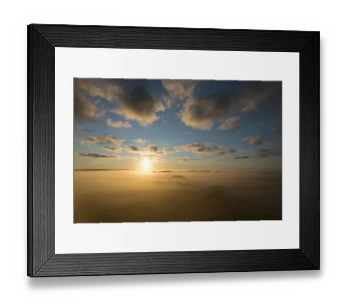 Framed Print : Fog over dunes and heathland at sunrise, Henne, Region of Southern Denmark, Denmark Framed Print : Fog over dunes and heathland at sunrise, Henne, Region of Southern Denmark, Denmark