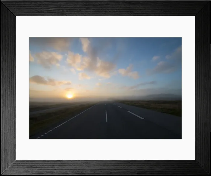 Framed Print : Fog over a country road at sunrise, Henne, Region of Southern Denmark, Denmark Framed Print : Fog over a country road at sunrise, Henne, Region of Southern Denmark, Denmark