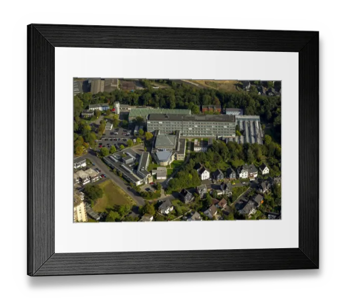 Framed Print : Aerial view, University of Siegen, Department of Mechanical Engineering, Siegen, North Rhine-Westphalia, Germany