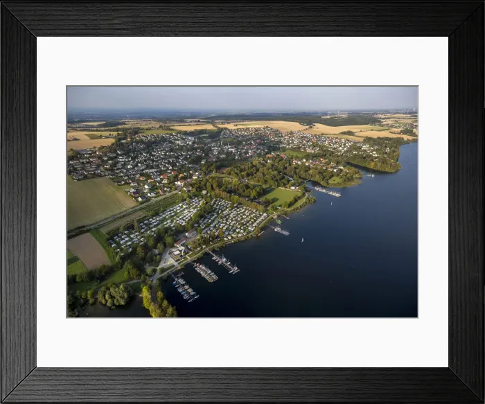 Framed Print : Aerial view, Seepark, Mohne Reservoir, Korbecke, North Rhine-Westphalia, Germany Framed Print : Aerial view, Seepark, Mohne Reservoir, Korbecke, North Rhine-Westphalia, Germany