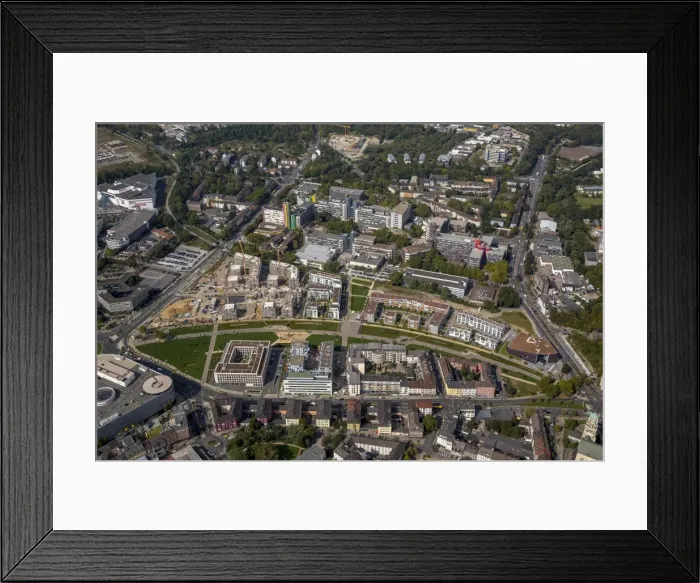 Framed Print : Aerial view, Grune Mitte, University District, Essen, Ruhr district, North Rhine-Westphalia, Germany