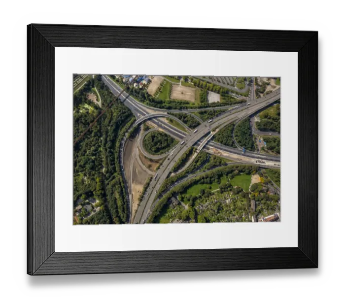 Framed Print : Aerial view, junction of motorways A59 and A42, extension and rebuilding of the A59 motorway, Duisburg, Ruhr Area, North Rhine-Westphalia, Germany Framed Print : Aerial view, junction of motorways A59 and A42, extension and rebuilding of the A59 motorway, Duisburg, Ruhr Area, North Rhine-Westphalia, Germany