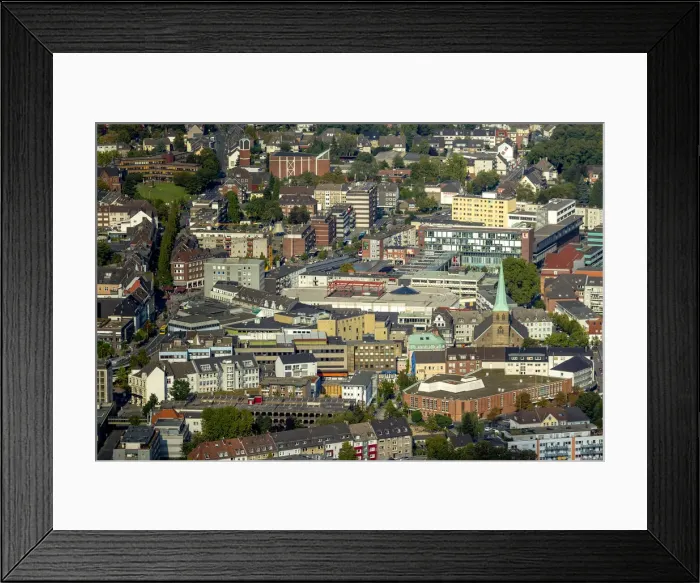 Framed Print : Aerial view, city centre with the Provost Church of St. Cyriacus, Bottrop, Ruhr district, North Rhine-Westphalia, Germany Framed Print : Aerial view, city centre with the Provost Church of St. Cyriacus, Bottrop, Ruhr district, North Rhine-Westphalia, Germany