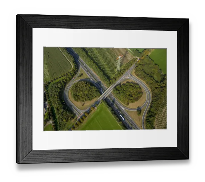 Framed Print : Aerial view, motorway exit A31 Kirchhellen Friesenspiess, Bottrop, Ruhr district, North Rhine-Westphalia, Germany Framed Print : Aerial view, motorway exit A31 Kirchhellen Friesenspiess, Bottrop, Ruhr district, North Rhine-Westphalia, Germany