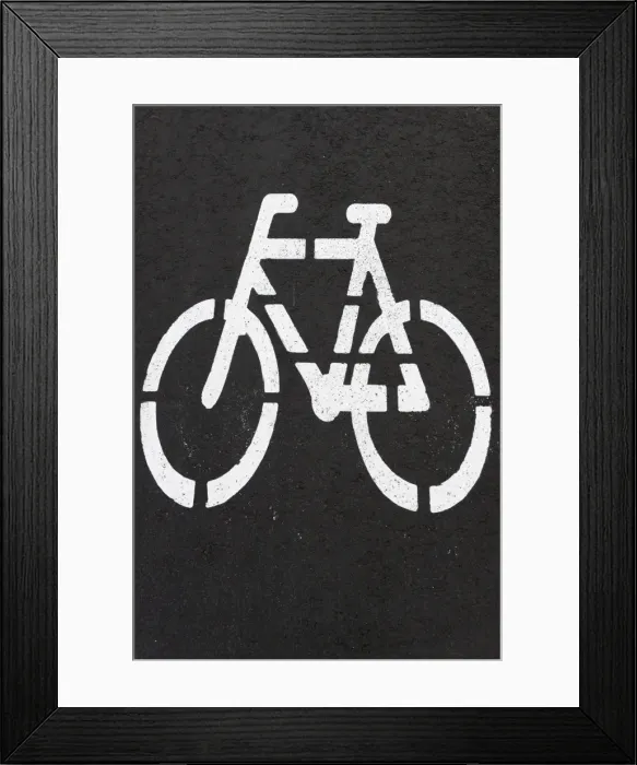Framed Print : Bicycle path, pictogram, Reykjavik, Iceland