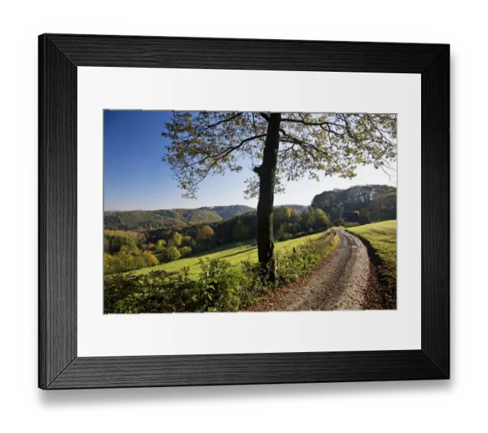 Framed Print : Autumnal landscape in Elfringhauser Schweiz region, Hattingen, Ruhr Area, North Rhine-Westphalia, Germany