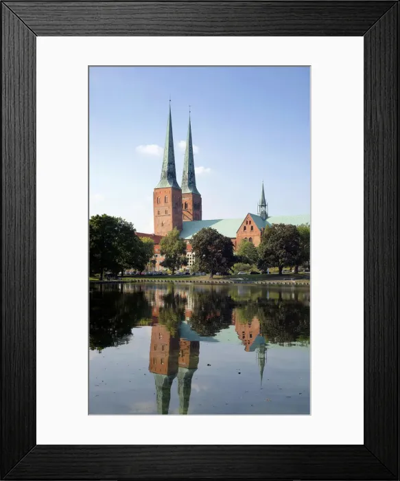 Framed Print : Lubeck Cathedral on Muhlenteich pond, Lubeck, Schleswig-Holstein, Germany Framed Print : Lubeck Cathedral on Muhlenteich pond, Lubeck, Schleswig-Holstein, Germany