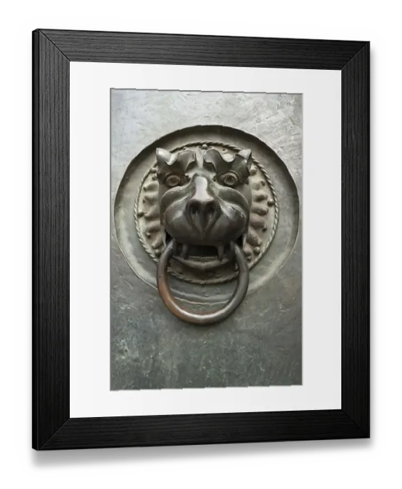 Framed Print : Door knocker with a lions head, 14th century, main entrance to St Lorenz Church, Nuremberg, Middle Franconia, Bavaria, Germany Framed Print : Door knocker with a lions head, 14th century, main entrance to St Lorenz Church, Nuremberg, Middle Franconia, Bavaria, Germany