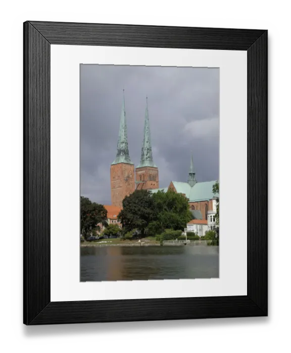 Framed Print : Lubeck Cathedral on Muhlenteich pond, Lubeck, Schleswig-Holstein, Germany Framed Print : Lubeck Cathedral on Muhlenteich pond, Lubeck, Schleswig-Holstein, Germany