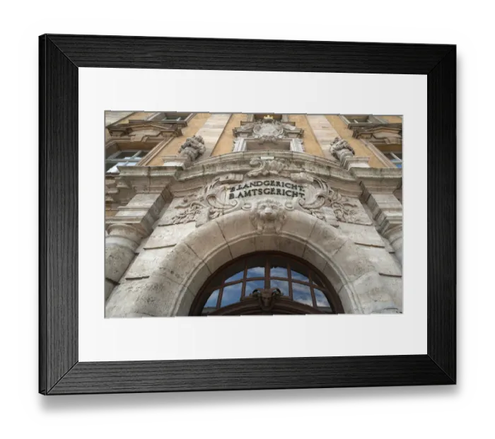 Framed Print : Entrance portal of the historic building of the Bavarian District Court, Schweinfurt, Lower Franconia, Bavaria, Germany Framed Print : Entrance portal of the historic building of the Bavarian District Court, Schweinfurt, Lower Franconia, Bavaria, Germany