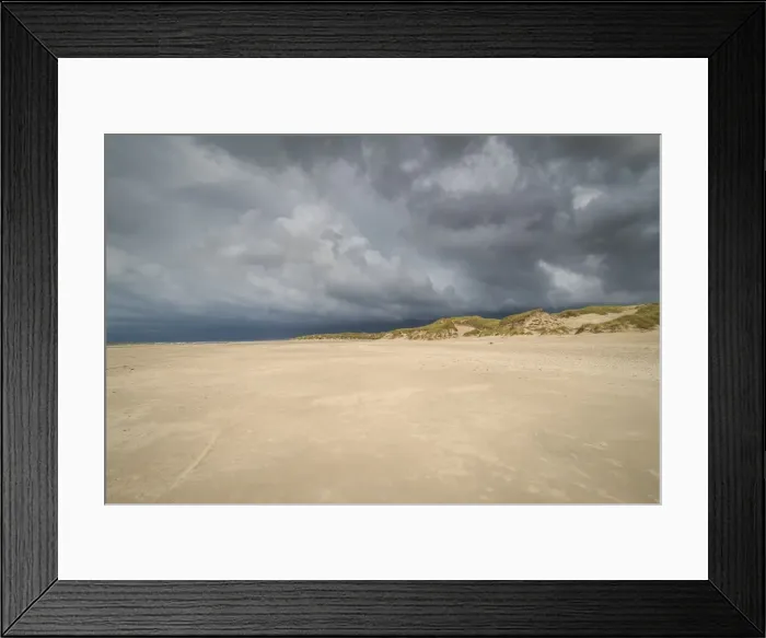 Framed Print : Dramatic storm clouds over beach and dunes, Henne Strand, Region of Southern Denmark, Denmark Framed Print : Dramatic storm clouds over beach and dunes, Henne Strand, Region of Southern Denmark, Denmark
