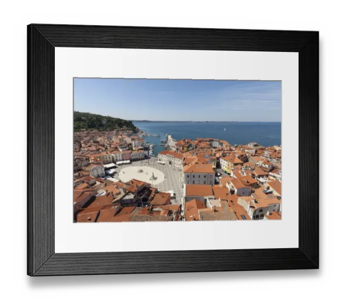 Framed Print : View of the historic centre with the harbour and Tartini Square, Piran, Istria, Slovenia Framed Print : View of the historic centre with the harbour and Tartini Square, Piran, Istria, Slovenia
