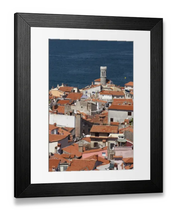 Framed Print : View of the historic centre with lighthouse, Piran, Istria, Slovenia Framed Print : View of the historic centre with lighthouse, Piran, Istria, Slovenia