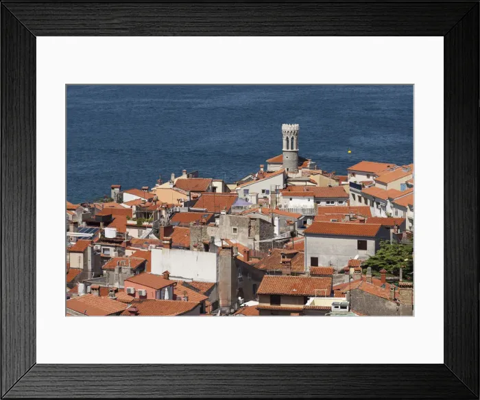 Framed Print : View of the historic centre with lighthouse, Piran, Istria, Slovenia Framed Print : View of the historic centre with lighthouse, Piran, Istria, Slovenia