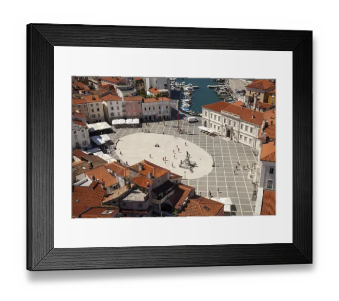 Framed Print : View of the historic centre with Tartini Square, Piran, Istria, Slovenia Framed Print : View of the historic centre with Tartini Square, Piran, Istria, Slovenia